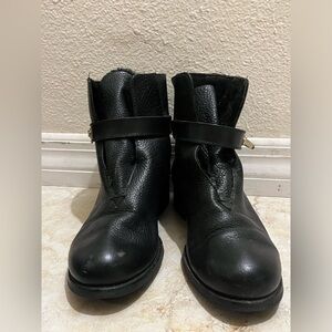 Jimmy Choo Calfskin Leather Boots with Faux Fur Lined